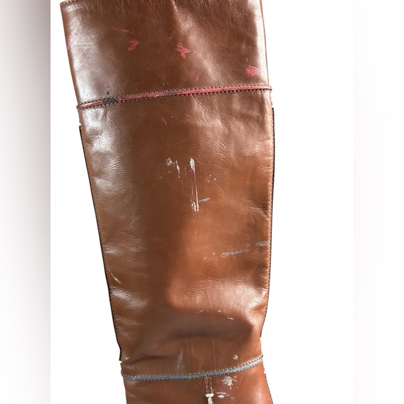 Authenticated Fendi Leather Knee-High Heeled Boots Brown Pink Soles EU 36 - Picture 15 of 16